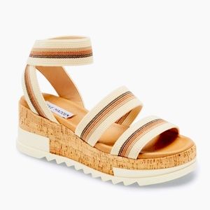 Steve Madden Bandi Beige Multi Striped Platform Sandal